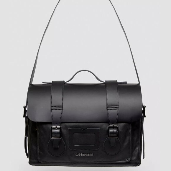 Dr. Martens Black Leather & Canvas Messenger Laptop Bag EUC - Picture 3 of 12